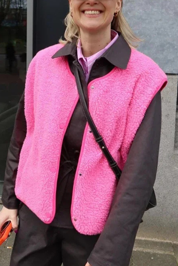 Stylish Polar Fleece Loose Single-breasted Sleeveless Vest Jacket-consonak