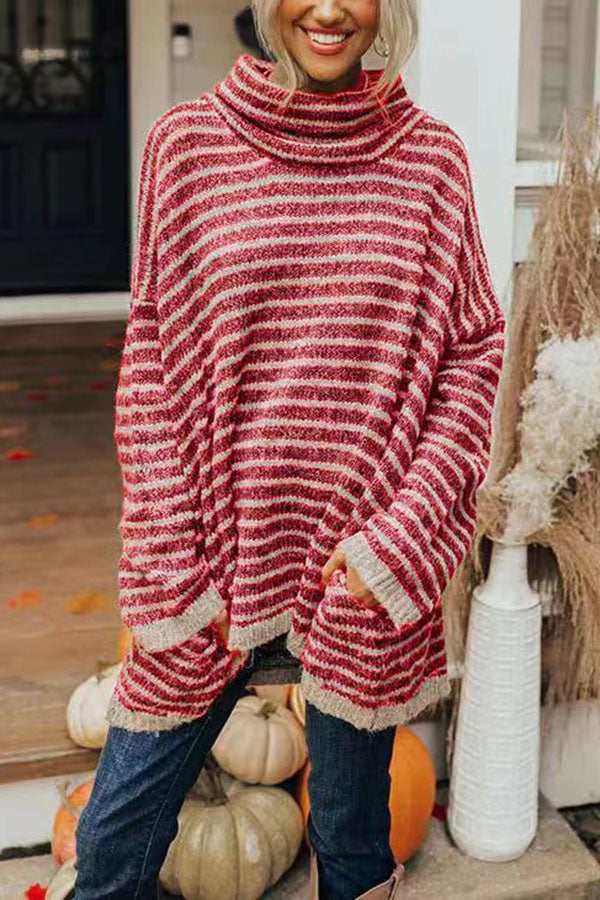 Perfect Timing Stripe Pocketed Tunic Sweater-consonak