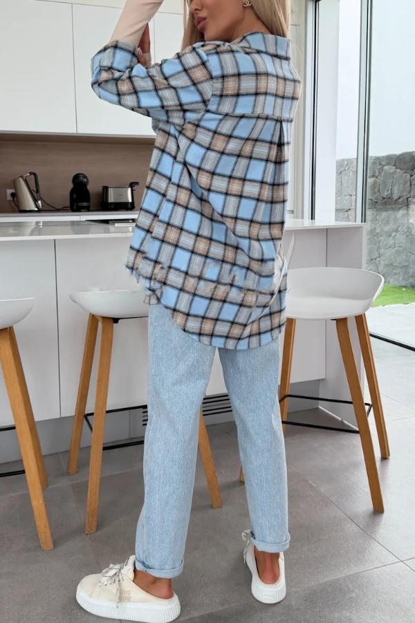 Love of Mine Plaid Print Long Sleeve Oversized Blouse-consonak