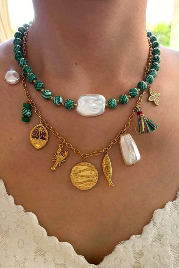 Bohemian Multi-pendant Beaded Necklace-Consonak