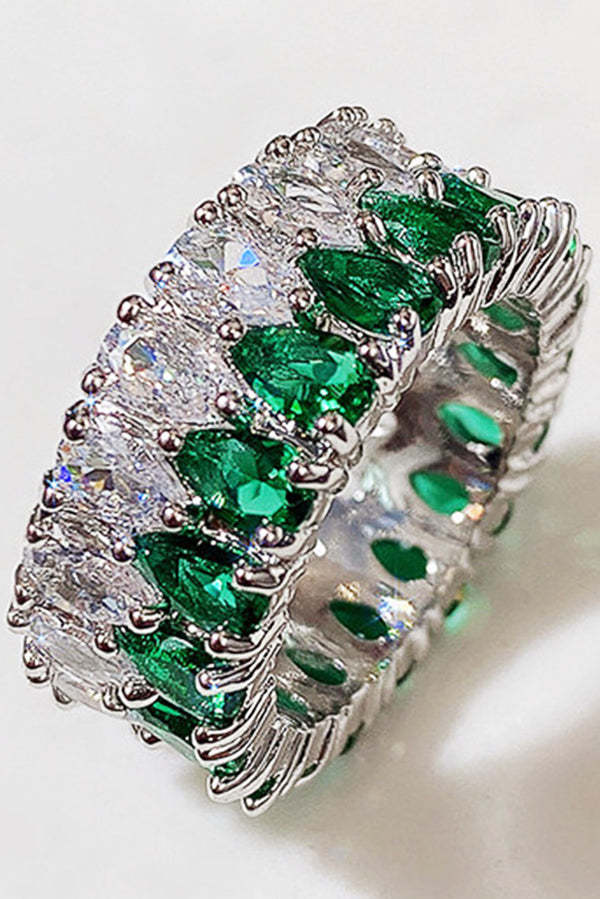 Light Luxury Double Row Drop Zircon Ring-consonak