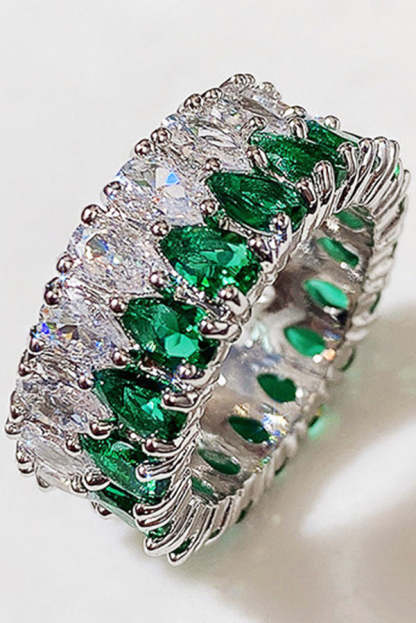 Light Luxury Double Row Drop Zircon Ring-consonak