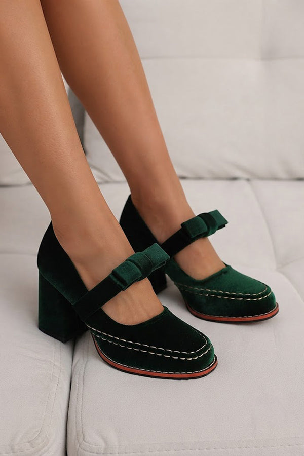 Square-toe Bow High Heels-Consonak