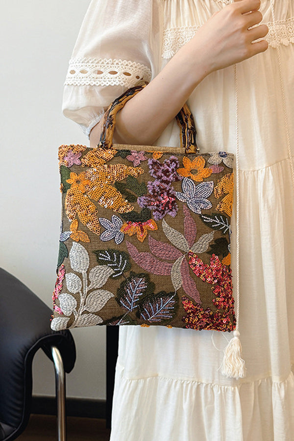 Colorful Sequin Vintage Embroidery Tote Bag | Consonak