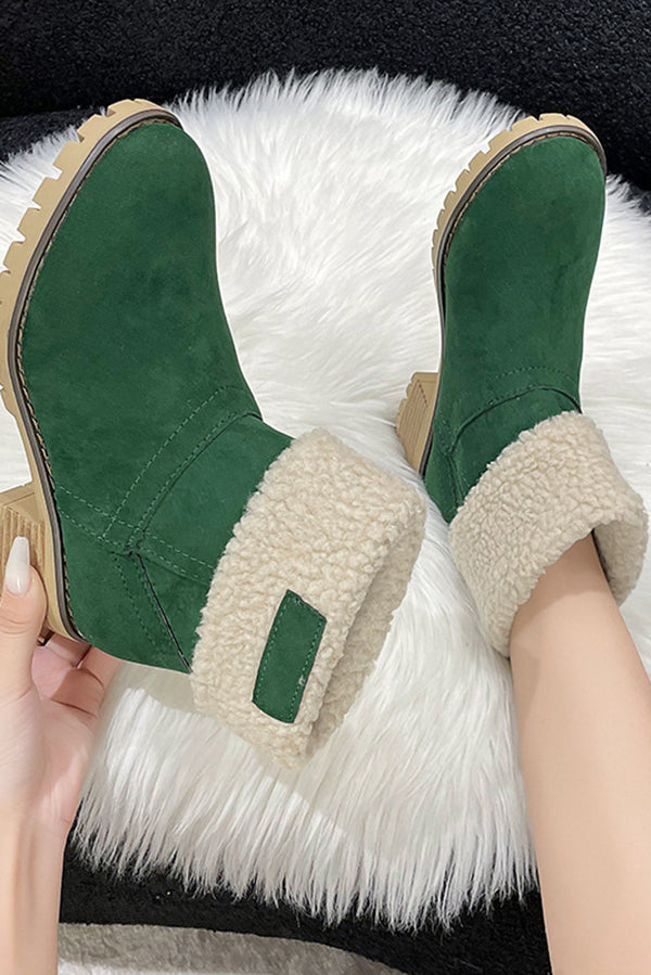 Leopard Print Thick Heel Warm Mid-calf Snow Shoes-consonak