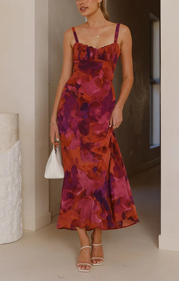 Fashion Tie-dye Backless Suspender Holiday Maxi Dress-consonak