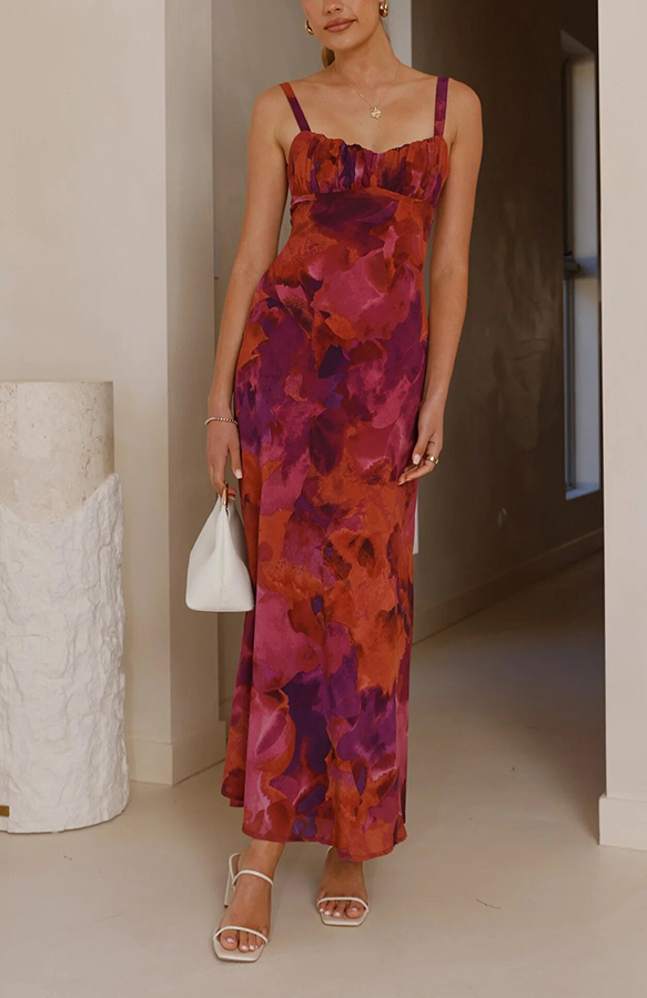 Fashion Tie-dye Backless Suspender Holiday Maxi Dress-consonak