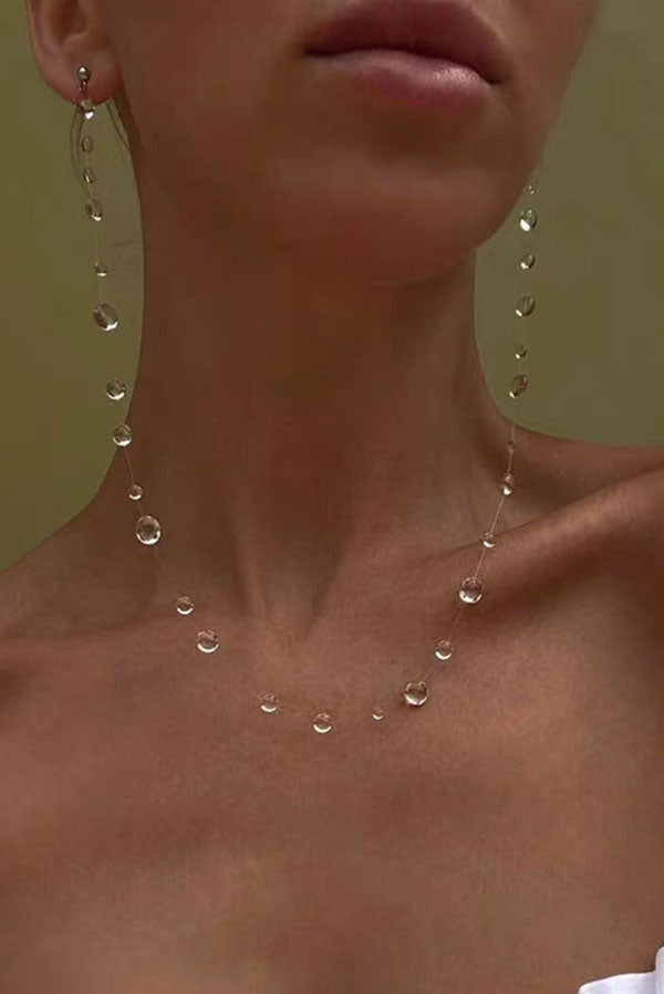 Clear Crystal Dewdrop Earrings-Consonak