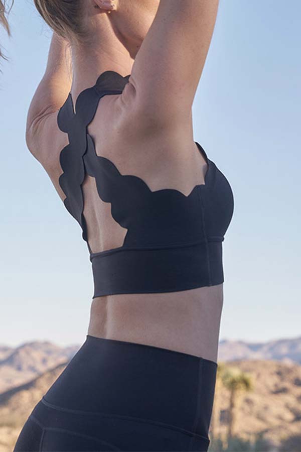 Petal Trim Crisscross Yoga Sports Bra-consonak