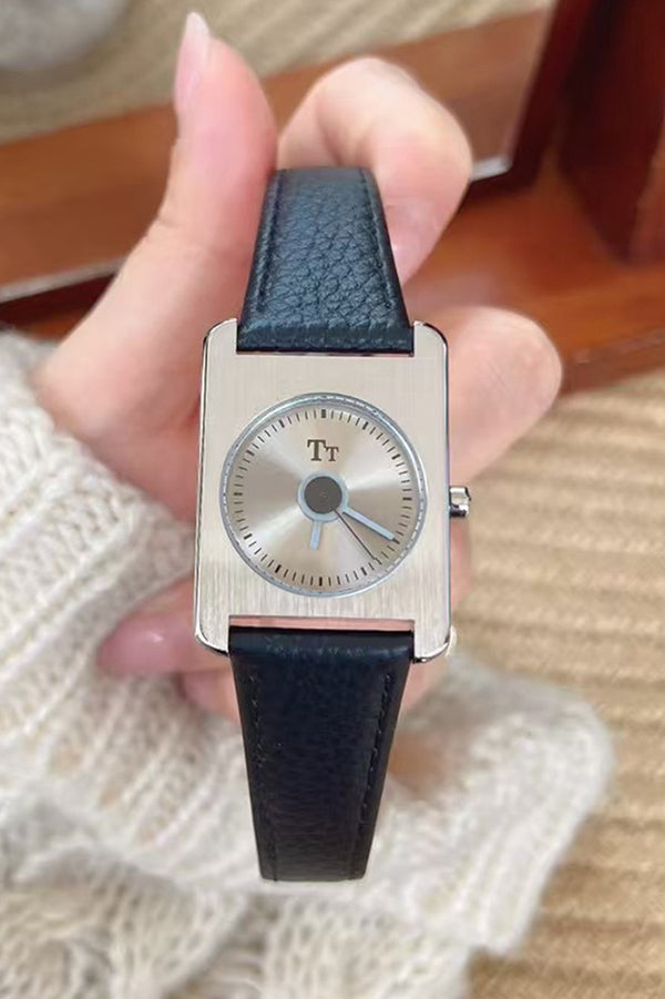 Square Steel Case Dopamine Color Matching Leather Strap Watch-consonak