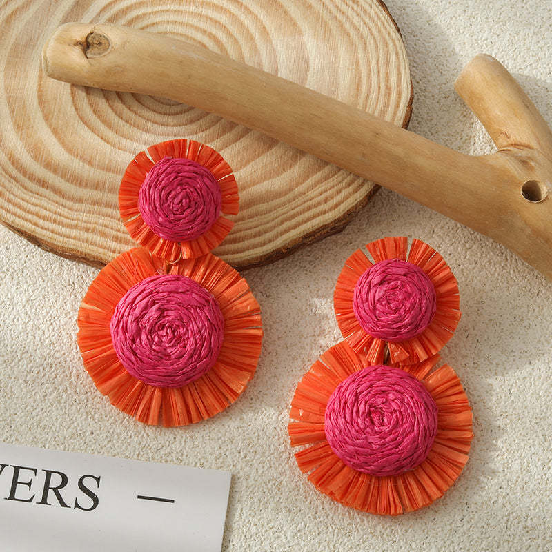 Resort Style Handwoven Floral Earrings-consonak
