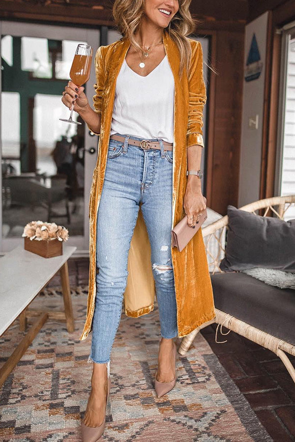 Cheering My Way Velvet Kimono Coat-consonak