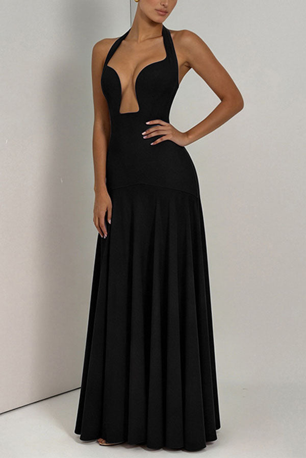 Seraphina Deep V Maxi Dress-Consonak