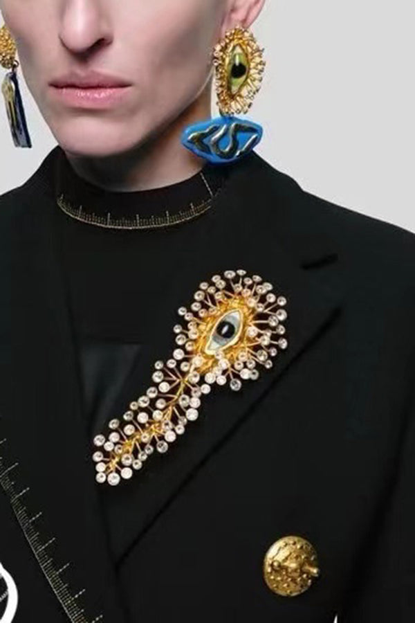 Fashionable Evil Eye Diamond Earrings-consonak