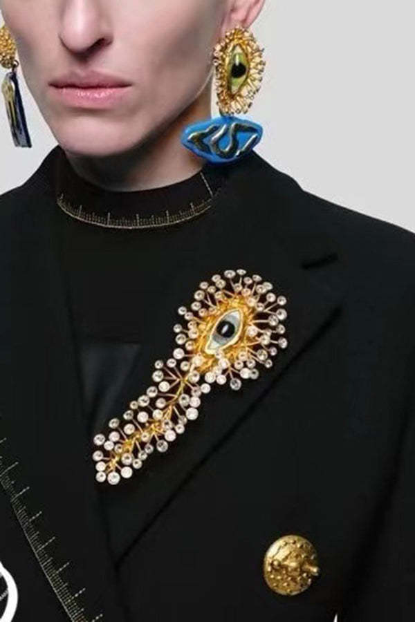 Fashionable Evil Eye Diamond Earrings-consonak