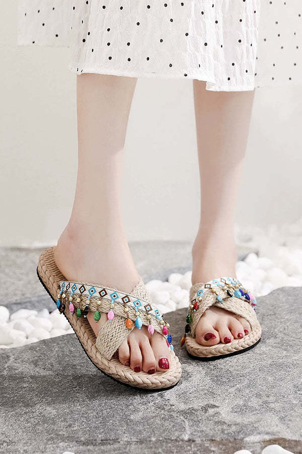 Bohemian Ethnic Style Tassel Beach Shoes-consonak