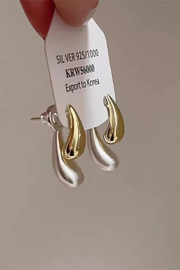 French Versatile Contrast Color Drop Shape Stud Earrings | Consonak