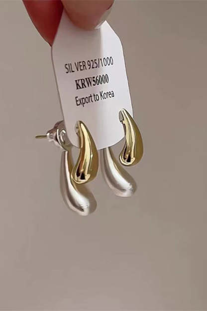 French Versatile Contrast Color Drop Shape Stud Earrings-consonak