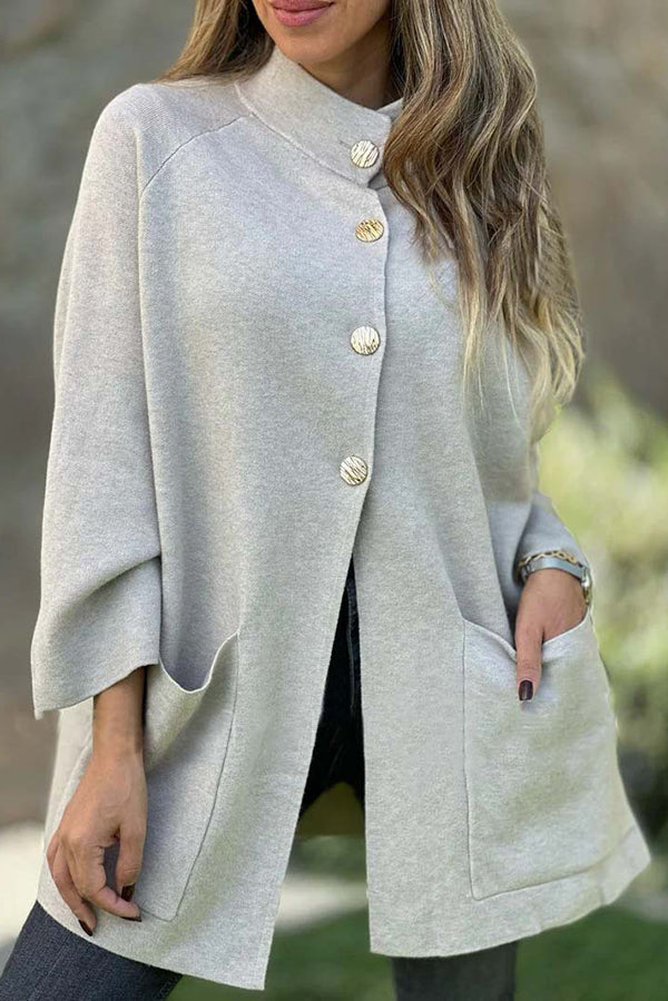 Solid Color Loose Long-sleeved Single-breasted Pocket Casual Jacket-consonak