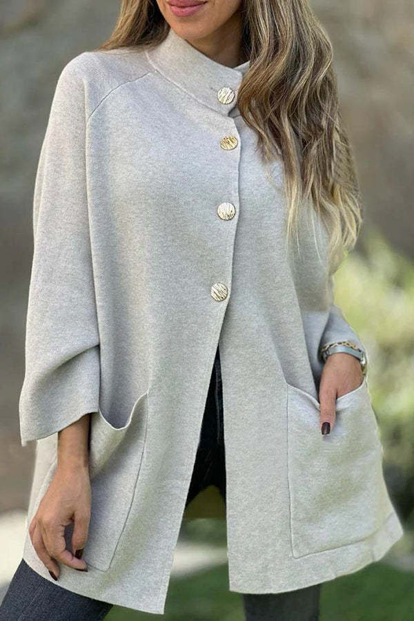 Solid Color Loose Long-sleeved Single-breasted Pocket Casual Jacket-consonak