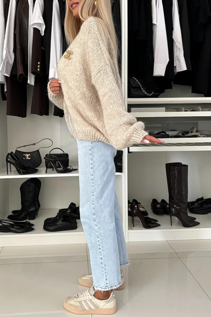 Explore Autumn Knit Open Front Long Balloon Sleeve Loose Cardigan-consonak