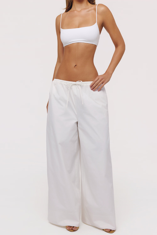 Exquisite and casual mid rise pocket wide leg pants
