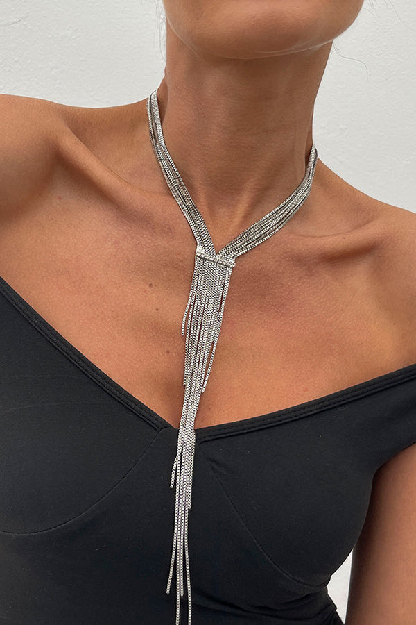 Simple Y-shaped Metal Tassel Chain Necklace | Consonak