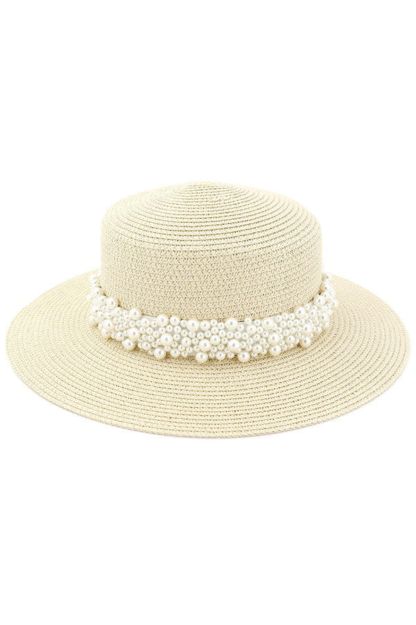 Pearl Embellished Beach Hat-consonak