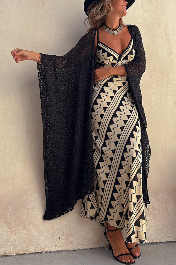 Exclusive Melody Satin Ethnic Print Smocked Back Midi Dress-consonak