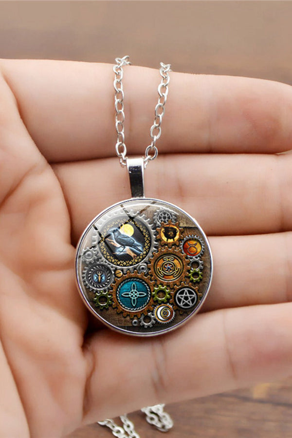 Steampunk Mechanical Time Gem Necklace-consonak