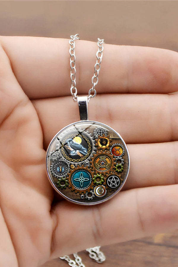 Steampunk Mechanical Time Gem Necklace-consonak