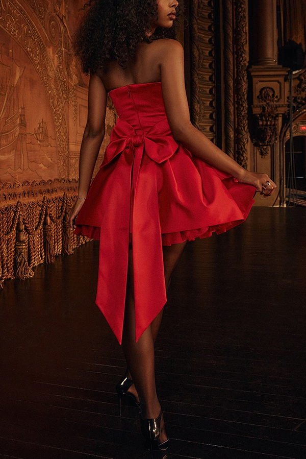 Stylish Sleeveless Off-shoulder Elegant Large Bow Mini Dress-consonak