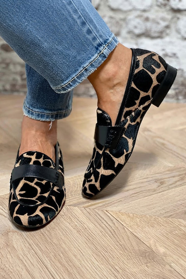 Leopard Print Low-cut Loafers-Consonak