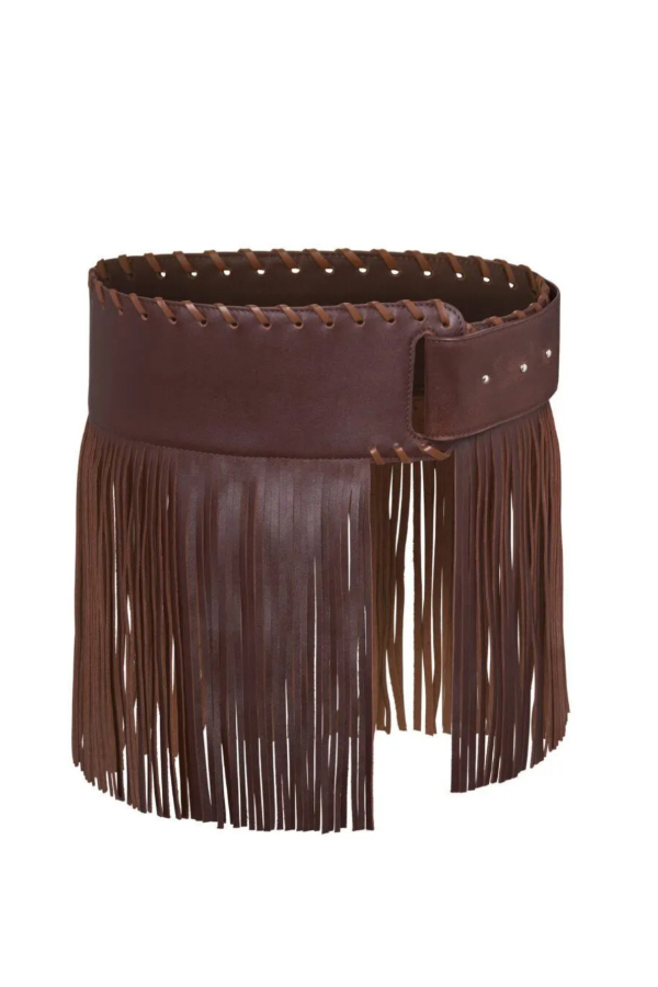 Fashionable Punk Leather Tassel Wide Belt