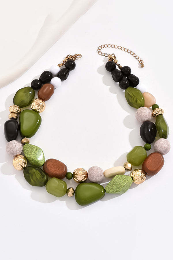 Bohemian Forest-style Resin Necklace-consonak