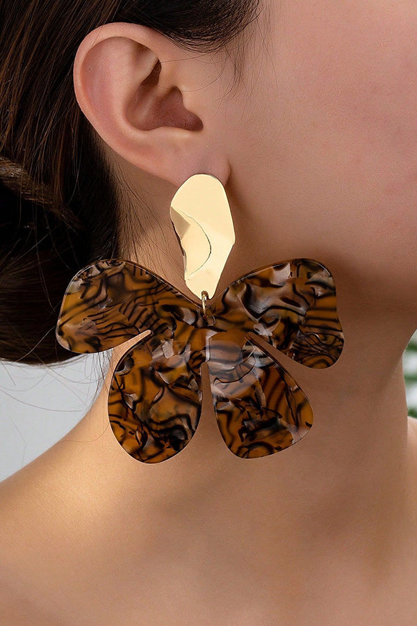 Vintage Acrylic Leopard Petal Earrings-consonak