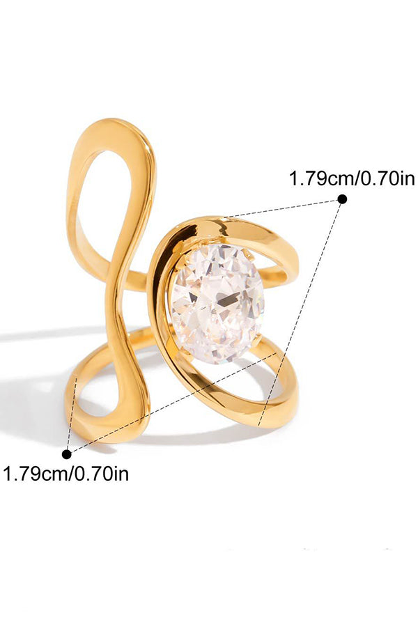 Elegant Zircon Geometric Titanium Steel Ring-consonak