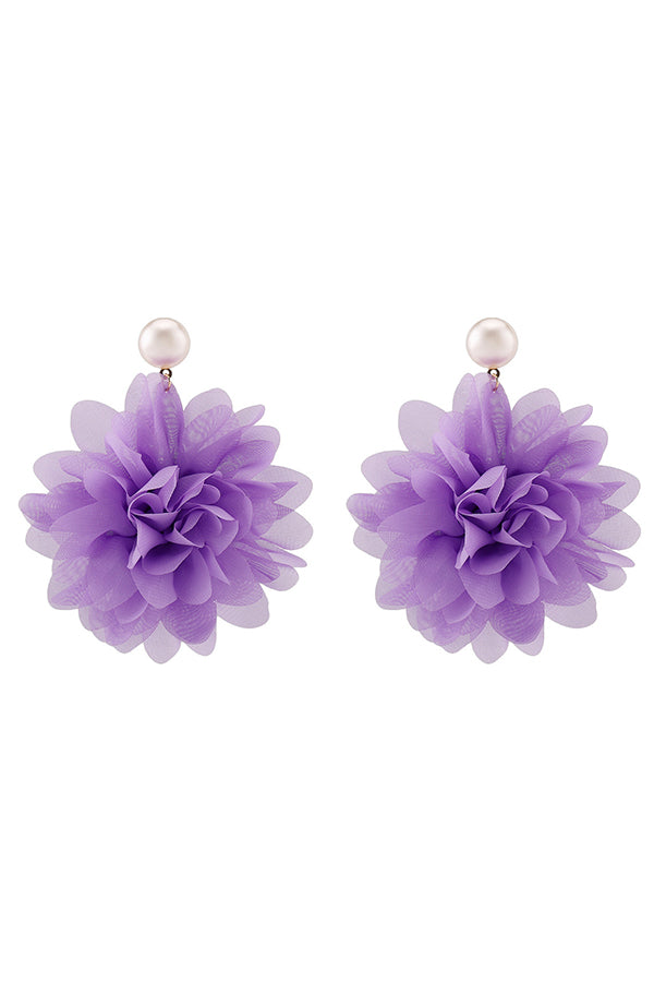 Fashion Holiday Fabric Floral Pearl Earrings-consonak