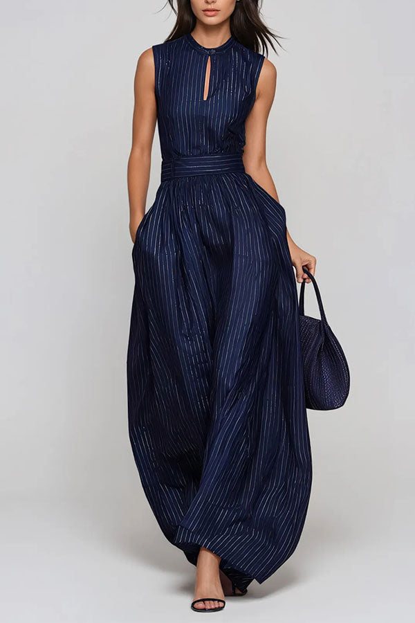 Hermanus Sleeveless Striped Wide Leg Jumpsuit-Consonak