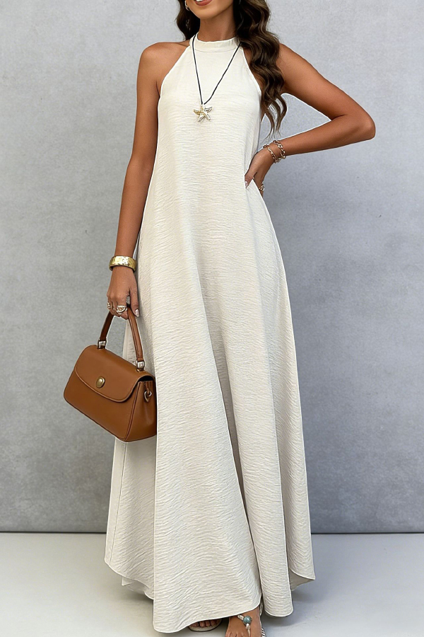 Solid Color Sleeveless Loose Casual Vacation Style Maxi Dress | Consonak