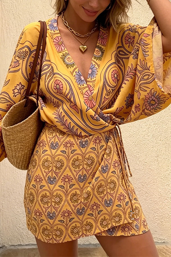Gypsy Soul Paisley Wrap-Style Mini Beach Tunic & Dress-Consonak