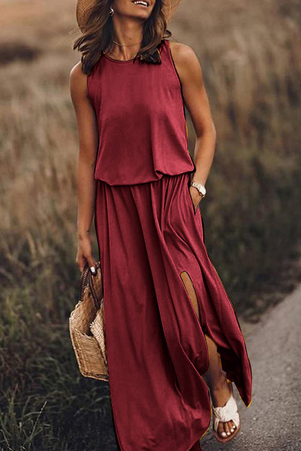 Giselle Loose Fit Slit Maxi Dress-consonak