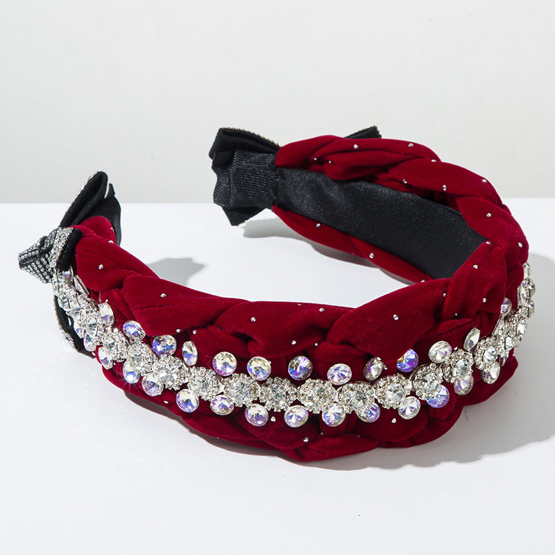 Light Luxury Starry Velvet Braided Diamond Headband-consonak