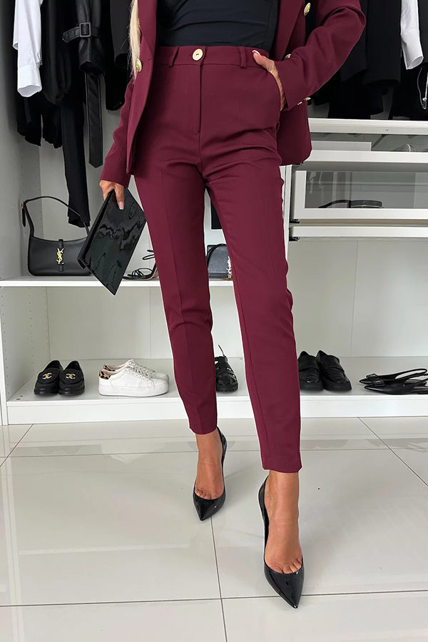 Feeling of Confidence High Rise Pocketed Tapered Pants-consonak