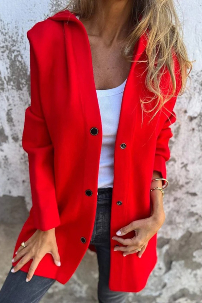 Solid Color Casual Long Sleeve Single Breasted Hooded Jacket-consonak