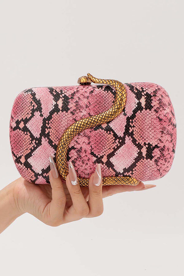 Fashionable Snake-embellished Evening Clutch-consonak