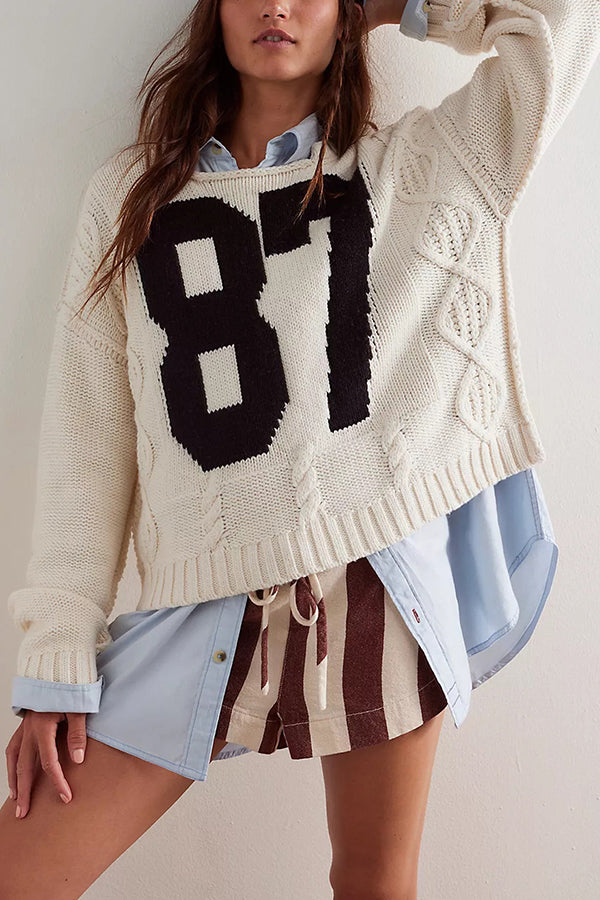Fashionable Digital Jacquard Loose Long-sleeved Knit Sweater | Consonak