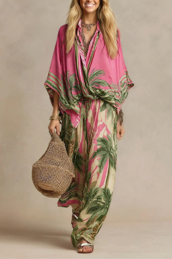 Paloma Resort Wear Palm Tree Printed Matching Set-Consonak