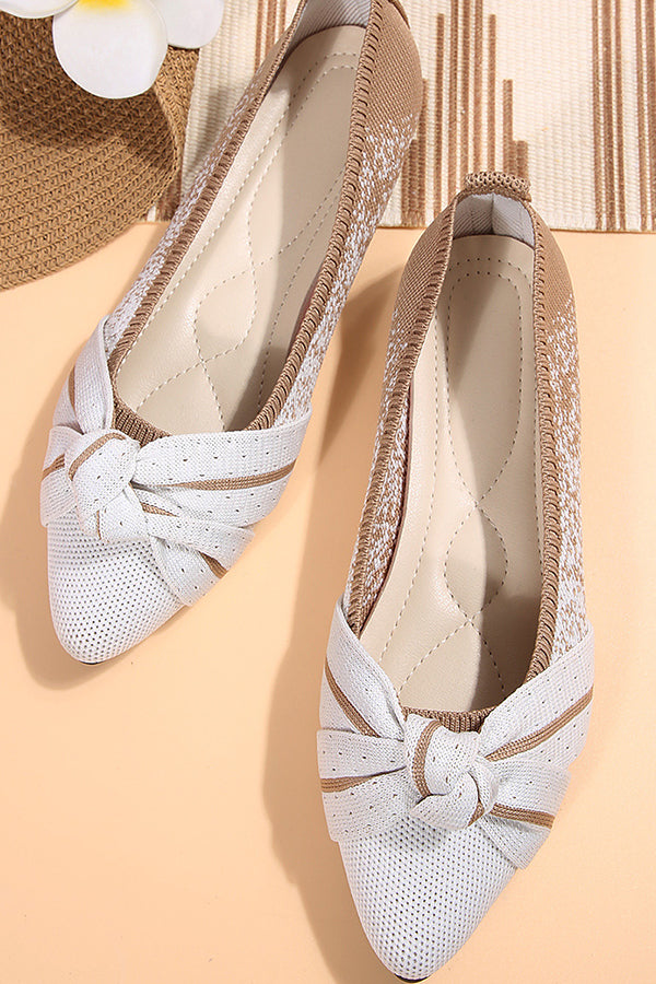 Fashionable Bow Colorblock Casual Flats-consonak