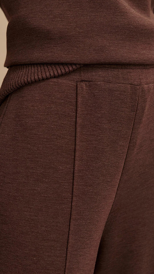 Meet The Autumn Ribbed Zipper Neck Sweatshirt and Elastic Waist Pocketed Loose Pants Set-consonak